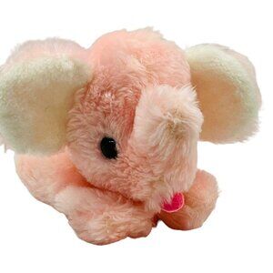 Animal Fair Pink Elephant Plush Stuffed Animal Vintage Felt Tongue 7‎ inch